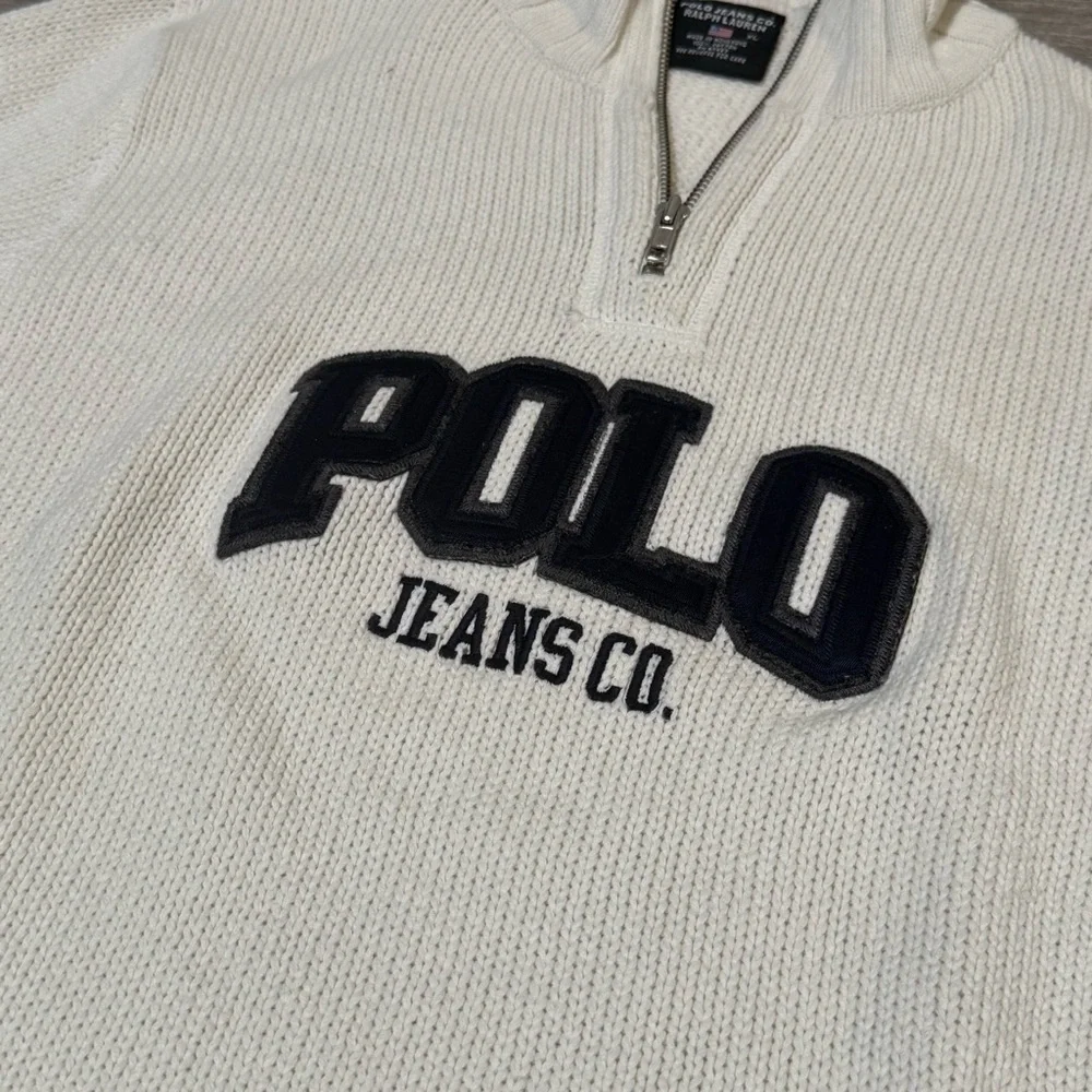 Vintage polo jeans Co. Ralph Lauren quarter zip sweater XL - Picture 2 of 11